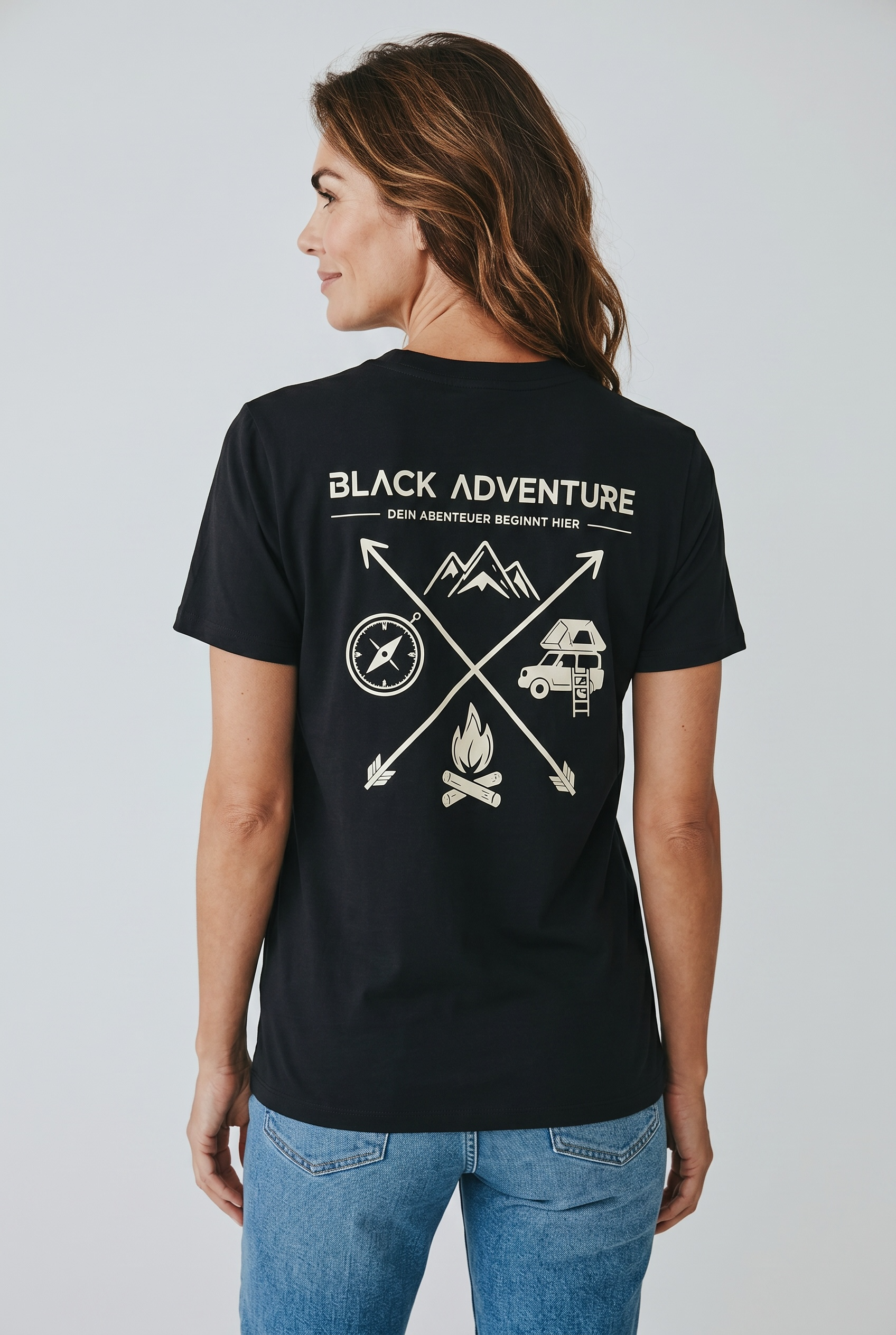 Black Adventure Kompass Organic T-Shirt Unisex – Bild 3