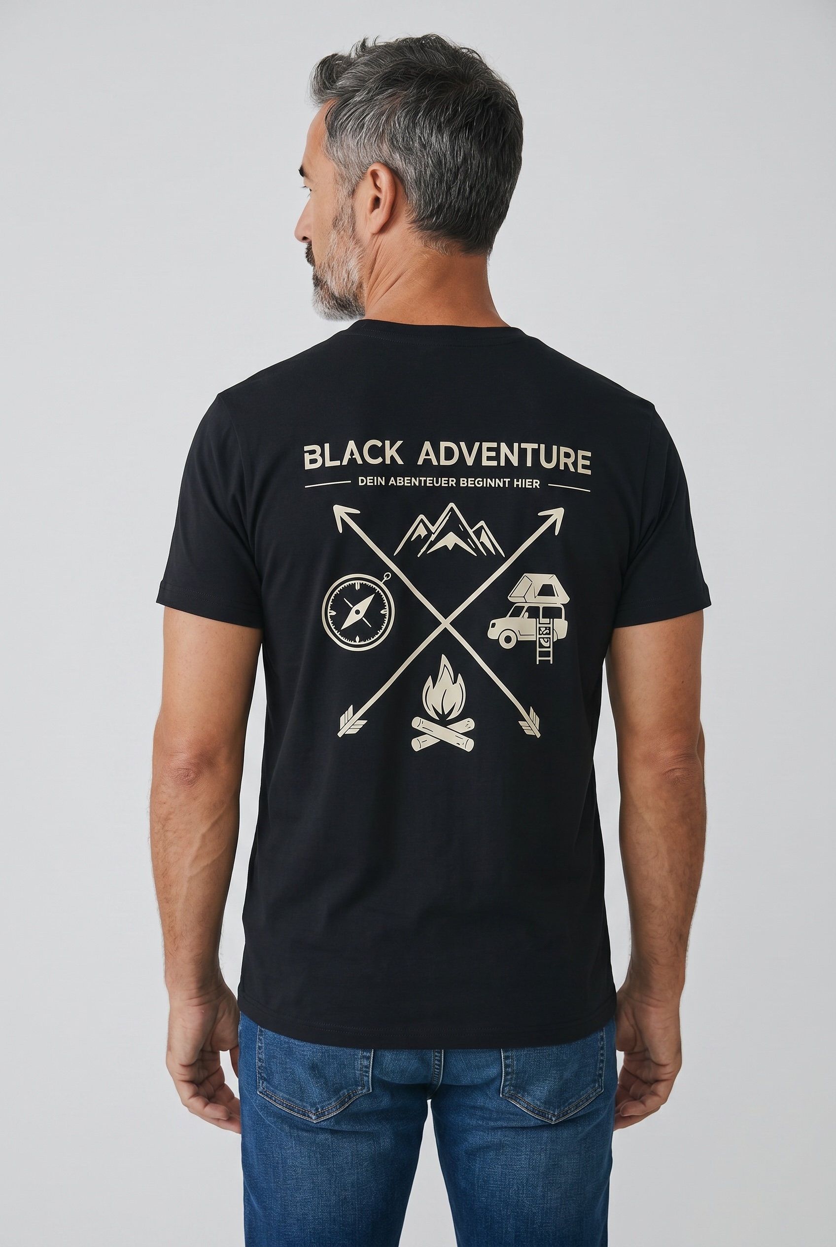 Black Adventure Kompass Organic T-Shirt Unisex – Bild 5